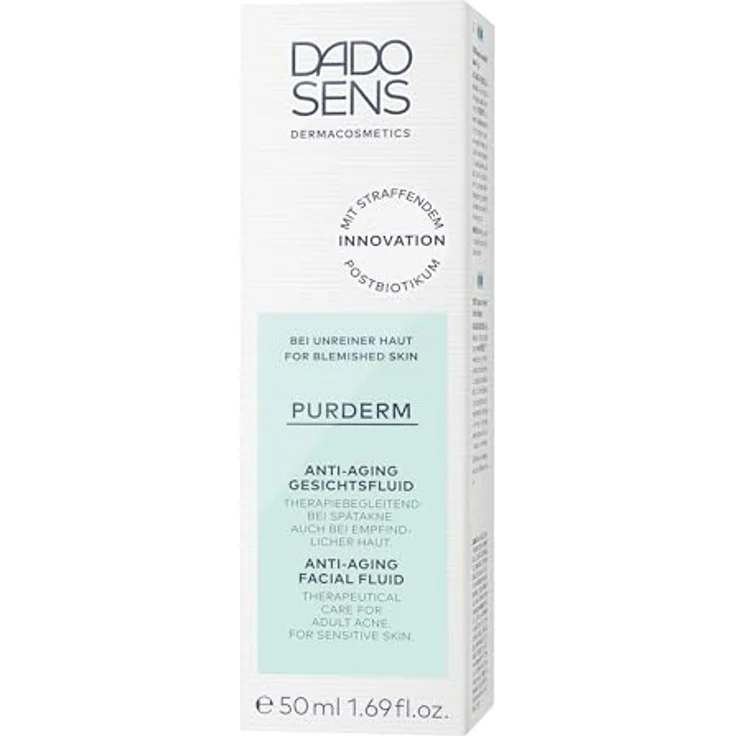 DADO SENS PURDERM ANTI-AGING GESICHTSFLUID (50 ml) - 2in1 Anti-Akne & Anti-Aging, mindert Falten, verfeinert die Haut, für empfindliche, reife und unreine Haut – Bild 2