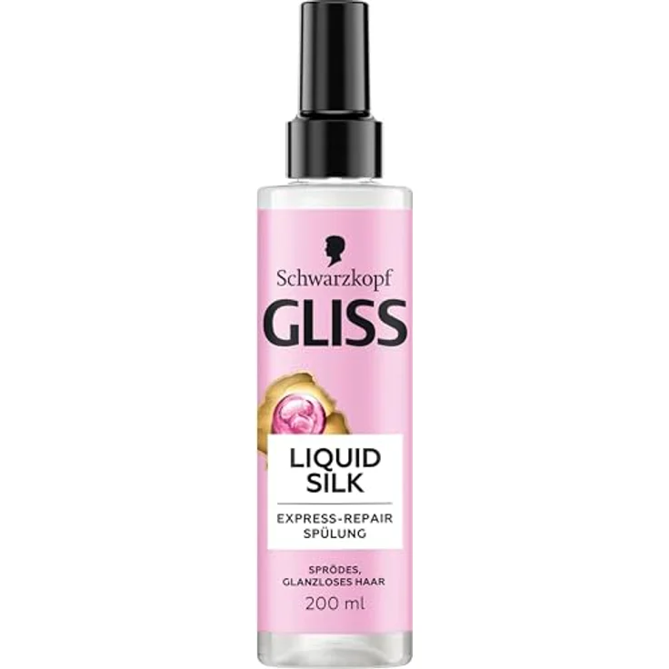 Gliss Express-Repair-Spülung Liquid Silk (200 ml), Pflegespülung mit Hitzeschutz bis 230 °C für außergewöhnlich weiches Haar, mit Ceramide und Seide – Bild 1