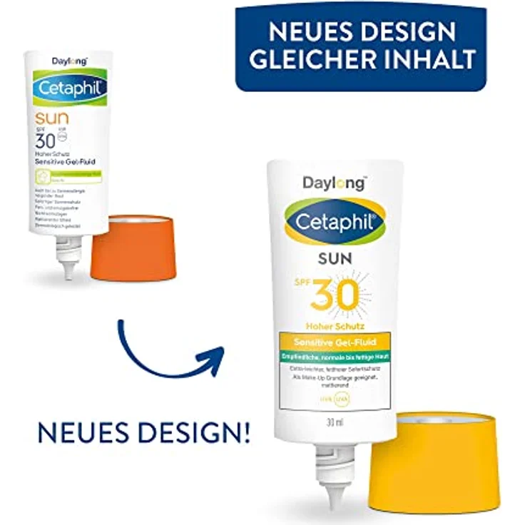 CETAPHIL SUN Sensitive Gel-Fluid SPF 30, 30ml, Sonnenschutz für empfindliche bis fettige, zu Sonnenallergie neigende Haut, Hochwirksame Sonnencreme für das Gesicht, Frei von Parfüm und Emulgatoren – Bild 2