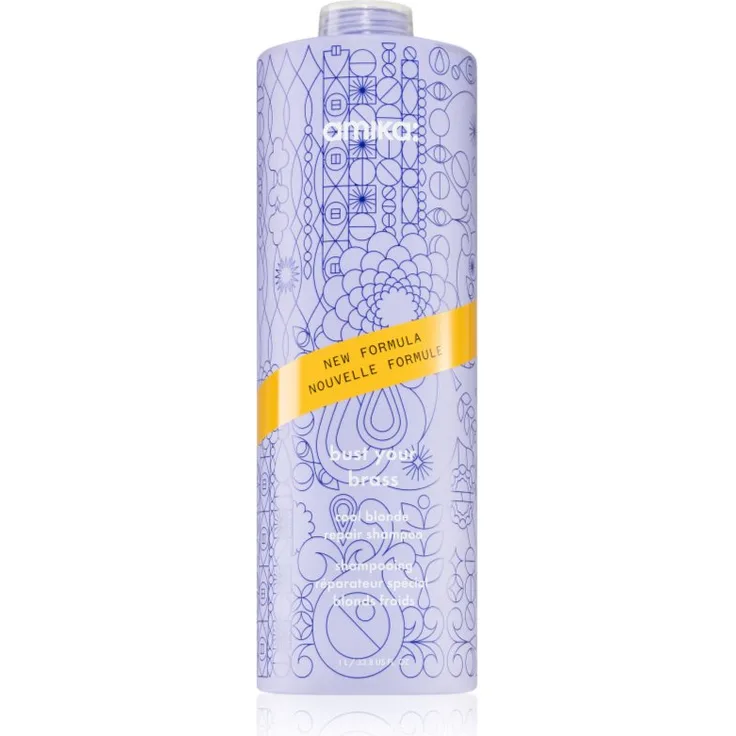 amika Bust Your Brass Cool Blonde, Silbershampoo und Tönungsshampoo für blonde und graue Haare, 1000 ml, sulfatfrei, vegan