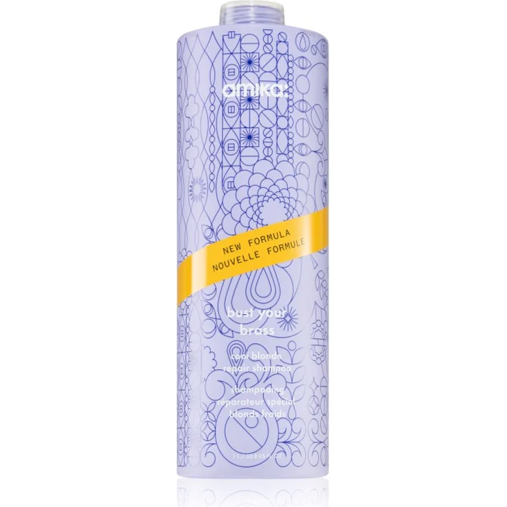 amika Bust Your Brass Cool Blonde, Silbershampoo und Tönungsshampoo für blonde und graue Haare, 1000 ml, sulfatfrei, vegan