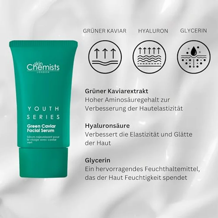 skinChemists Green Caviar Facial Serum 30ml | Nährende Feuchtigkeitspflege für jugendlichen Glanz | Pflanzliches Elixier für Elastizität und Schutz | Glätten, Reparieren und den ganzen Tag strahlen – Bild 5