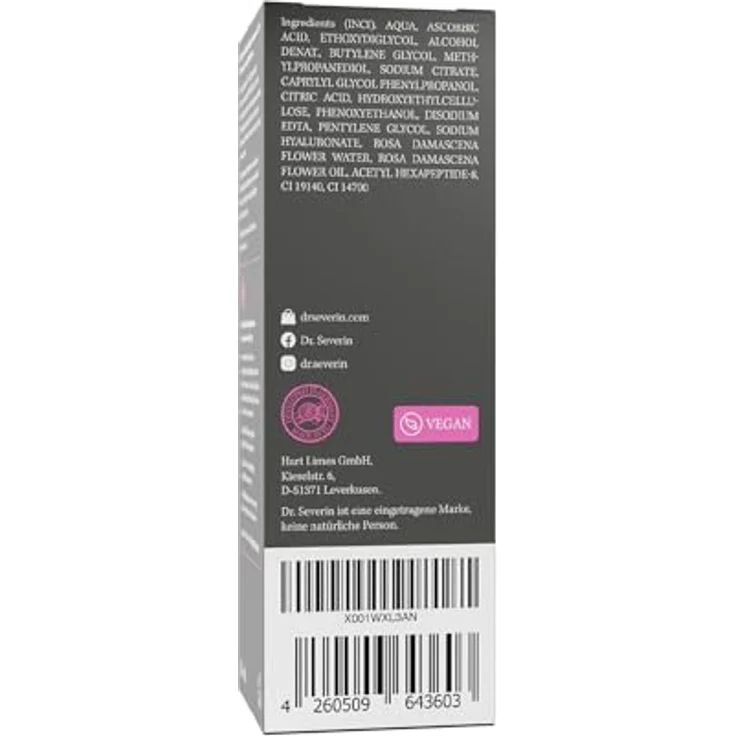 Dr. Severin 12% Vitamin C Hyaluron Serum Ultra 50 ml - Hochkonzentriertes Gesichtsserum mit Hyaluronsäure - Aufhellend, Anti-Aging, Anti-Falten - Auch gegen Pigmentflecken und Augenringe - Vegan – Bild 4
