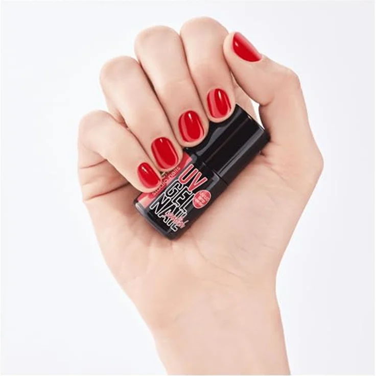 essence studio nails UV GEL NAIL Set, 4-teilig mit 5 ml Base Coat, 5 ml 06 signature RED Gel Nagellack, 5 ml Top Coat und 110 ml Nagellackentferner für UV/LED-Lampe – Bild 5