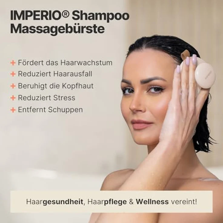 IMPERIO Shampoo-Massagebürste für Tiefenreinigung und Haarwachstum, mit Silikonborsten – Bild 2