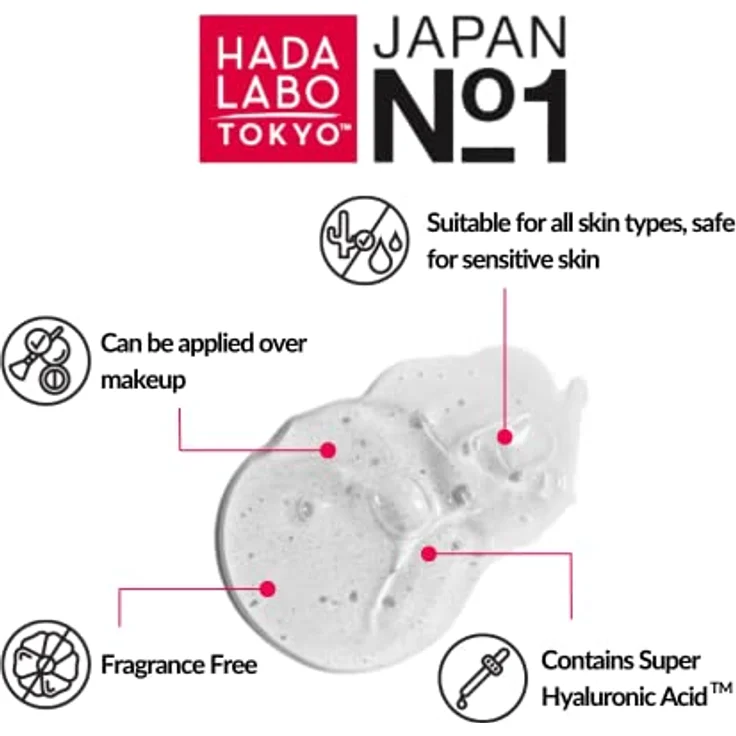 Hada Labo Tokyo White Lotion, Hyaluronsäure Gesichtscreme mit leichter Gel-Textur, intensive Feuchtigkeit, Anti-Aging, 150ml – Bild 4