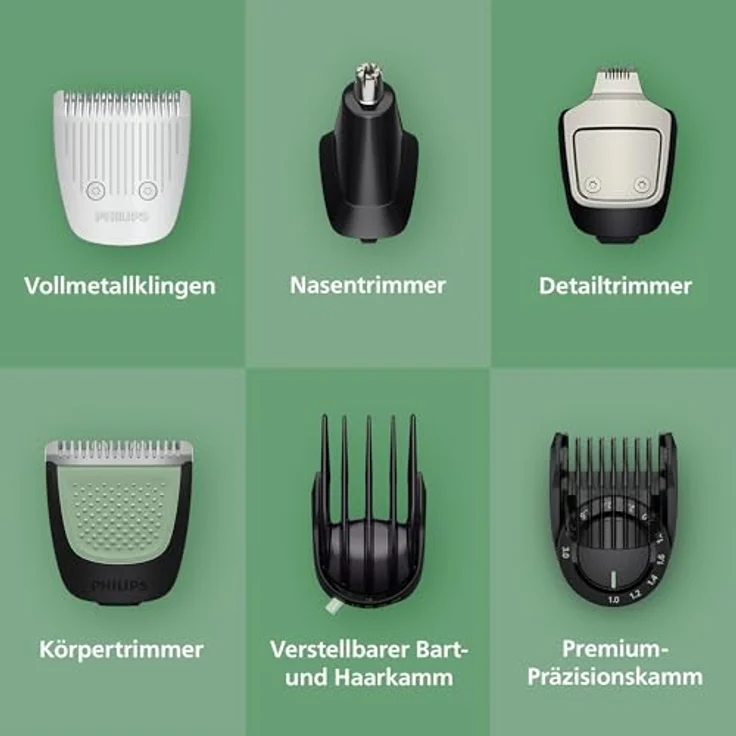 PHILIPS Multigroom Series 7000 MG7931/15, 16-teiliger Barttrimmer und Haarschneider mit selbstschärfenden Metallklingen, 21 Längeneinstellungen (0,5-16 mm) für Gesicht, Kopf und Körper – Bild 4