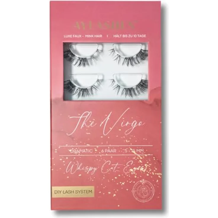 AYLASHES Limited Edition The Virgo DIY Wimpernextensions, 6 Paar mit C-Curl, 5–15 mm Länge im Foxy/Cat-Eye-Look, bis zu 7 Tage Halt – Bild 1