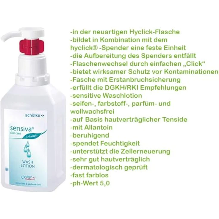 SENSIVA Schülke sensiva® Waschlotion für alle Hauttypen 1000ml | seifenfreie Hautreinigung für Hände und Körper | hautschonend und mild | mit praktischem Hycklick Spender – Bild 4