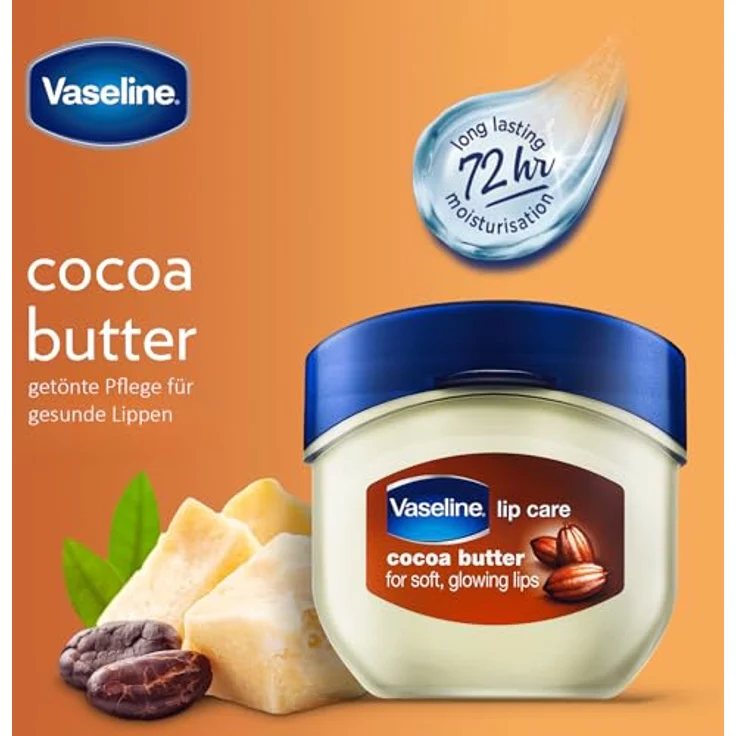 Vaseline Lip Therapy 7G Cocoa Butter, Lippenbalsam für optimale Feuchtigkeit, 3er Pack (Cocoa Butter) – Bild 2