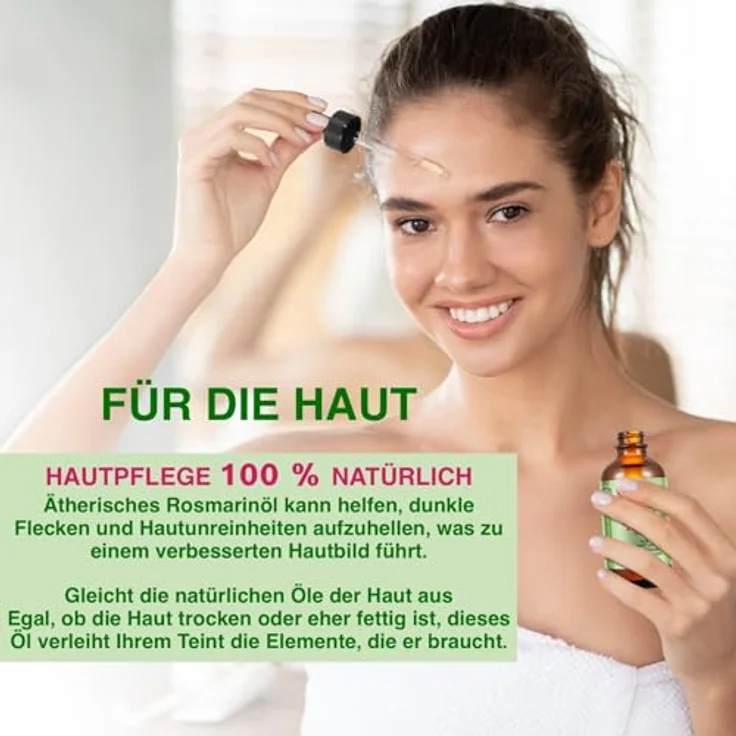 P-Beauty Rosmarinöl Ätherisches Öl 3x60ml, Bio Vegan für Haarwachstum, Hautpflege, Wimpern & Augenbrauen Booster, Anti Haarausfall, Rosmarinus Officinalis – Bild 5