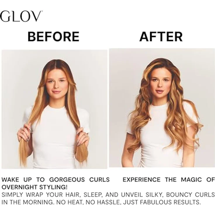 GLOV COOLCURL RIBBON ROLLERS, 4er Set Hitzefreie Schaumstoff Lockenwickler mit Satinbändern für große Locken, ideal für alle Haartypen – Bild 3