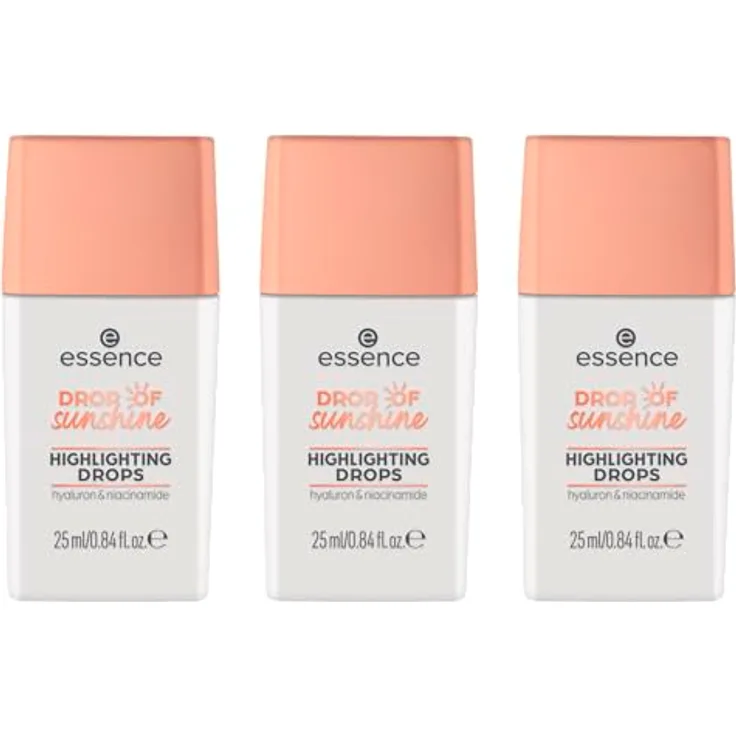essence DROP OF sunshine HIGHLIGHTING DROPS, Highlighter in Nude, feuchtigkeitsspendend, pflegend, vegan, ölfrei, 3er Pack (3x25ml)
