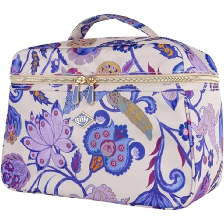 Oilily Cocos Beauty Case, Kosmetiktasche in Shifting Sand mit floralem Design, 27 x 18 x 14 cm, inkl. Spiegel und stabiler Tragegriff – Bild 2
