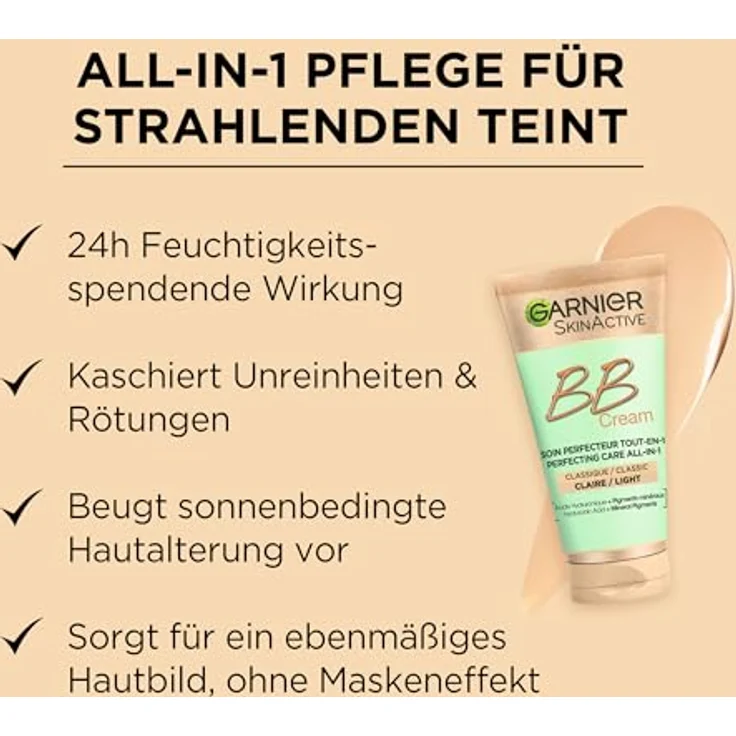 Garnier SkinActive BB Cream Classic Perfektionierende All-in-1 Pflege Hell 50 ml  – Bild 3