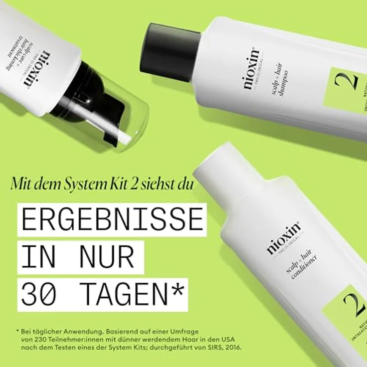 Nioxin Scalp + Hair System 2 Shampoo – Tiefenreinigungsshampoo für unbehandeltes, sichtbar dünner werdendes Haar – mit Biotin, Koffein & Niacinamid (300 ml) – Bild 3