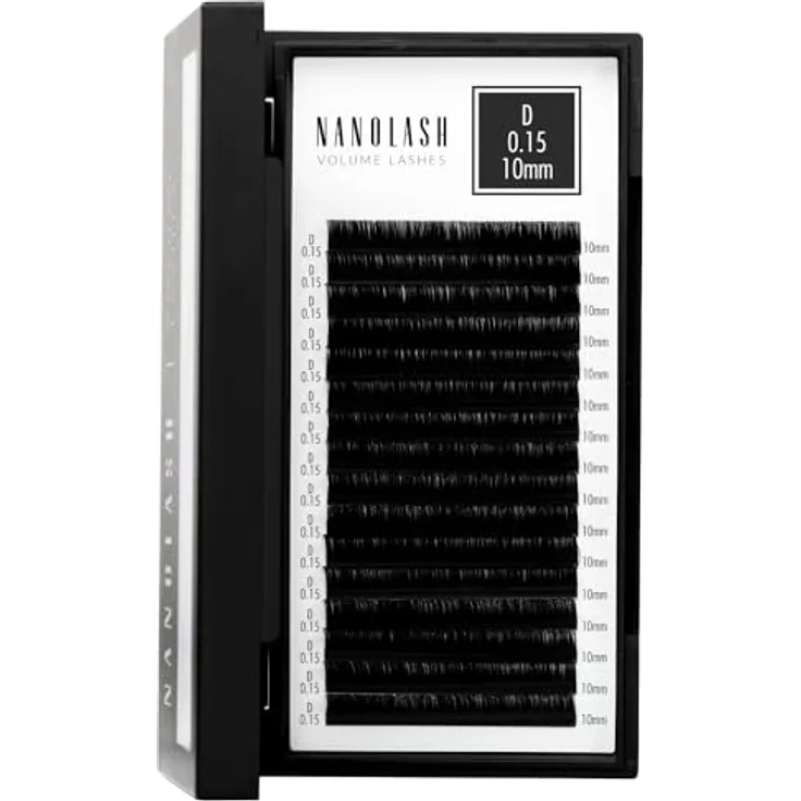 Nanolash Volume Lashes künstliche Wimpern 0.15 D 10mm 1 St. - Fake Lashes für einen dramatischen Blick, sofort länger und voluminöser, leicht und kaum spürbar, Damen (schwarz)