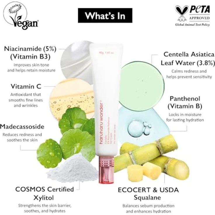 HARUHARU wonder Centella 5% Niacinamide Radiance Gel Cream, feuchtigkeitsspendende Gesichtscreme für strahlende Haut, 1.41 fl oz – Bild 3
