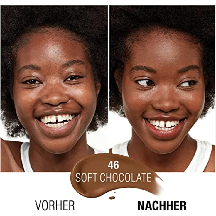 Manhattan Clean & Free Skin Tint Fb. 46 Soft Chocolate, feuchtigkeitsspendendes Make-up, vegan, 30 ml – Bild 5
