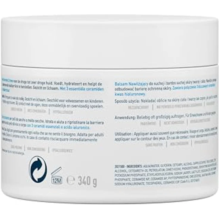 CeraVe creme hydratant 340 ml mit feuchtigkeitsspendender Wirkung für trockene Haut – Bild 9
