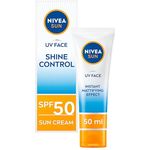 NIVEA UV Face Shine Control SPF50 (50ml), Gesicht Sonnencreme, UV Gesichtscreme, Feuchtigkeitscreme mit LSF50 für den täglichen Gebrauch, Sonnenschutz für sofortigen UVA/UVB Schutz