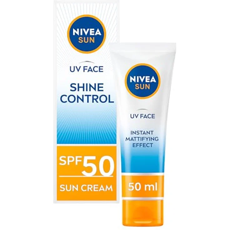 NIVEA UV Face Shine Control SPF50 (50ml), Gesicht Sonnencreme, UV Gesichtscreme, Feuchtigkeitscreme mit LSF50 für den täglichen Gebrauch, Sonnenschutz für sofortigen UVA/UVB Schutz – Bild 1