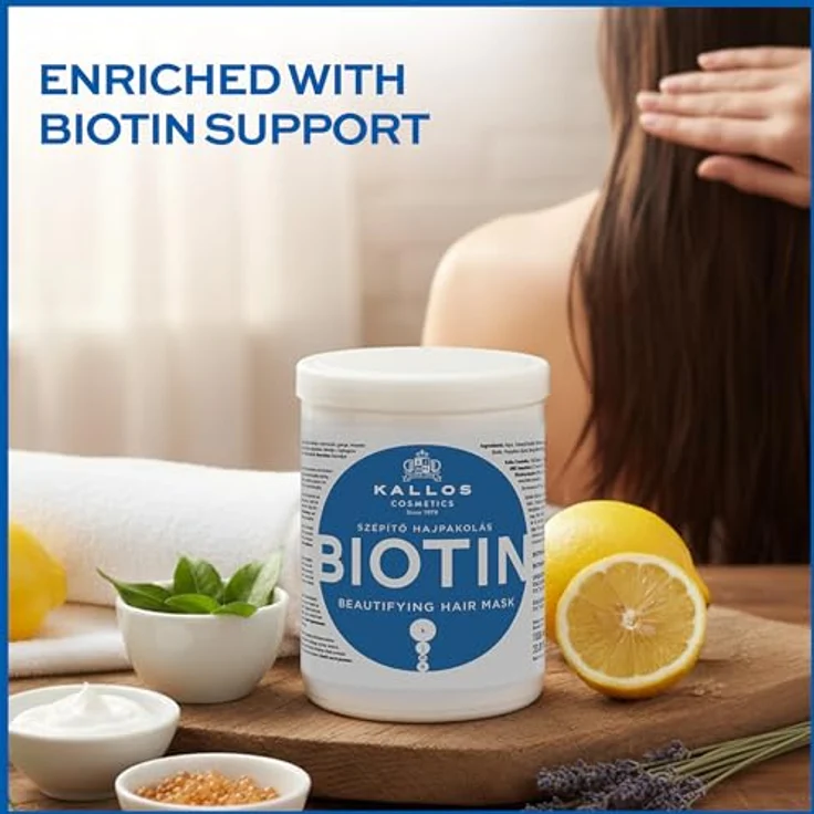 Kallos Cosmetics Biotin Maske Für Schnelleren Haarwuchs 1000 ml – Bild 5