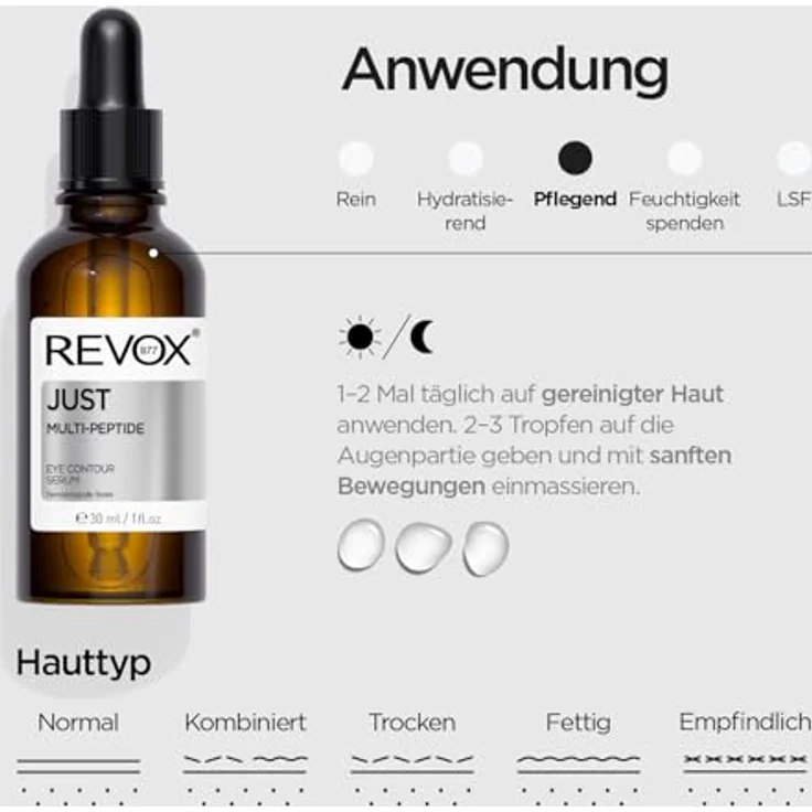 REVOX B77 JUST Multi-Peptide Augenserum, 30 ml, für intensive Pflege der Augenpartie, vegan, dermatologisch getestet – Bild 5