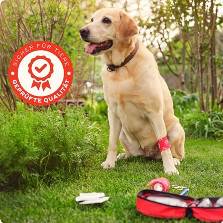 Purahelp Erste-Hilfe-Set Hund und Katze - Inkl. Zeckenzange, Pinzette, Tourniquet (51 St), Wasserdichte Tasche, Erste Hilfe Anleitung, Kompakt und tragbar, Purahelp Hundeapotheke (Blau) – Bild 7