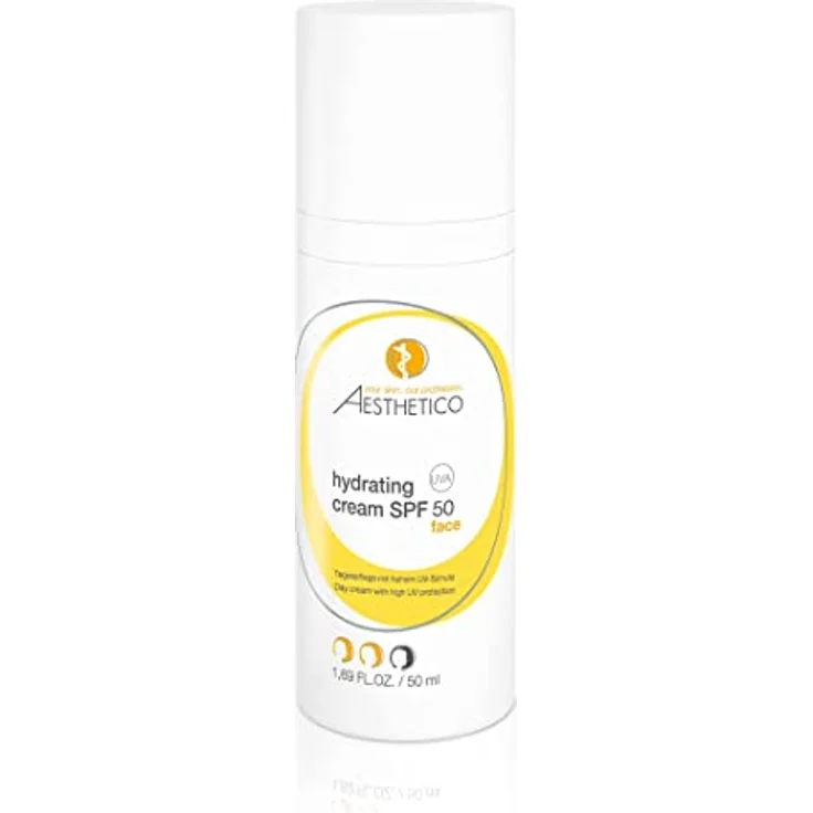 AESTHETICO hydrating cream SPF 50, Intensiv feuchtigkeitsspendende Tagespflege mit hohem UV-Schutz für feuchtigkeitsarme, sensible Haut, 3 Spender je 50 ml – Bild 1