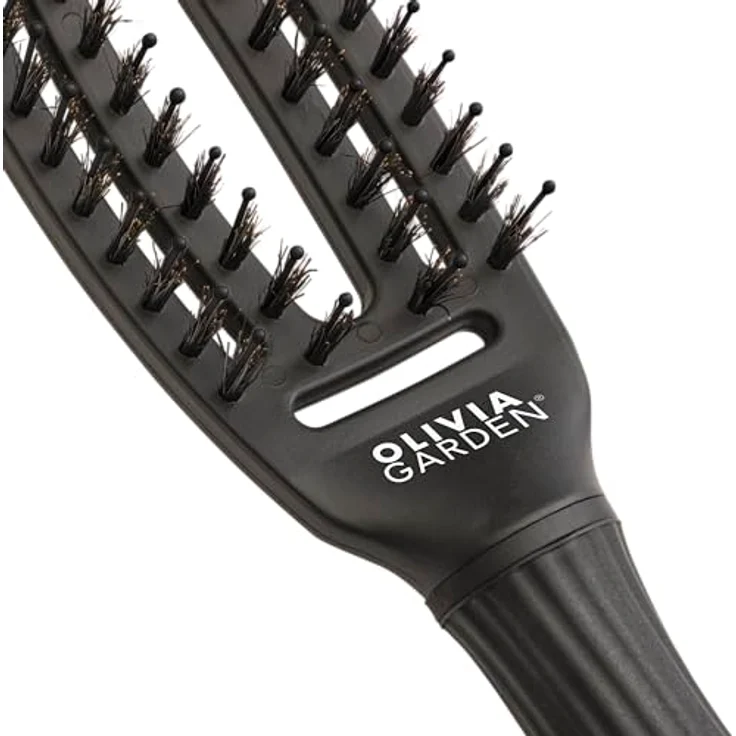 Olivia Garden Iconic Care Fingerbürste, Wildschweinborsten & Nylon, Total Black, klein – Bild 3
