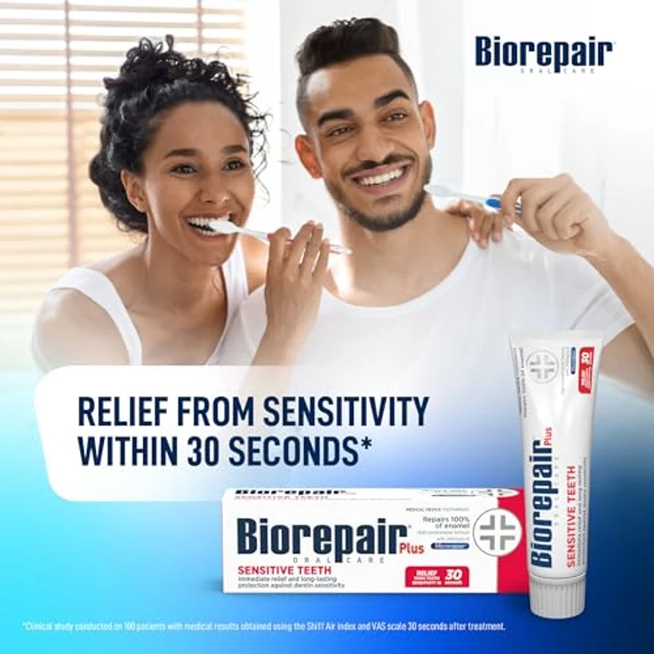 Biorepair Plus Sensitive Teeth Zahnpasta für empfindliche Zähne, 75 ml, stärkt Zahnschmelz und reduziert Empfindlichkeit – Bild 2