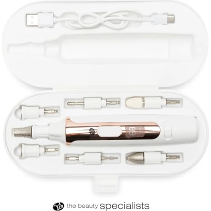 Rio Precision Pro, Nagelpflegegerät mit 7 Aufsätzen und 4 Geschwindigkeitsoptionen, wiederaufladbar, LED-Licht, digitale Anzeige – Bild 2