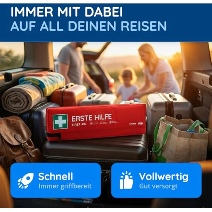FLEXEO KFZ-Verbandkasten DIN 13164:2022, Erste-Hilfe-Tasche mit Warnweste und Warndreieck, gesetzeskonform und erweiterte Ausstattung – Bild 3