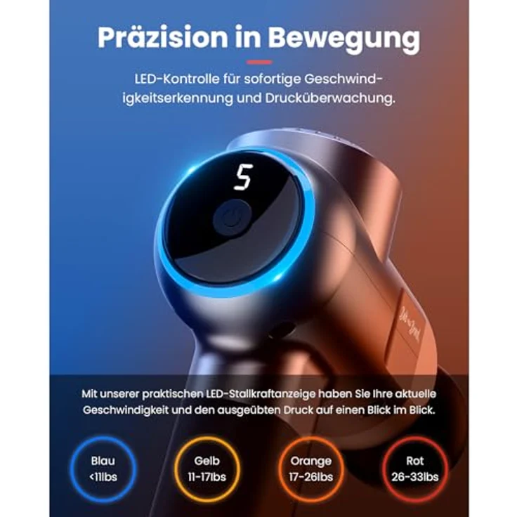 BOB AND BRAD C2 Pro, Massagepistole mit Wärme und Kälte, tragbares Muskelmassagegerät für tiefe Gewebemassage, flüsterleiser Betrieb, USB-C Aufladung, 4 Massageköpfe – Bild 5