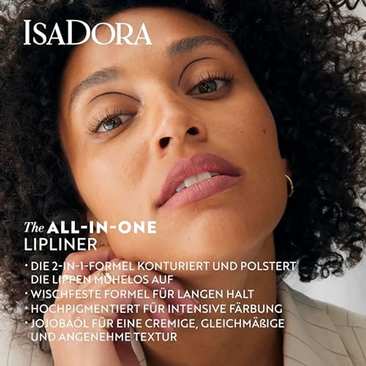 Isadora All-in-One Lipliner, 2-in-1 Formel mit Jojoba-Öl, langanhaltend, halbmattes Finish, BARE BEIGE, 1,2 g – Bild 3