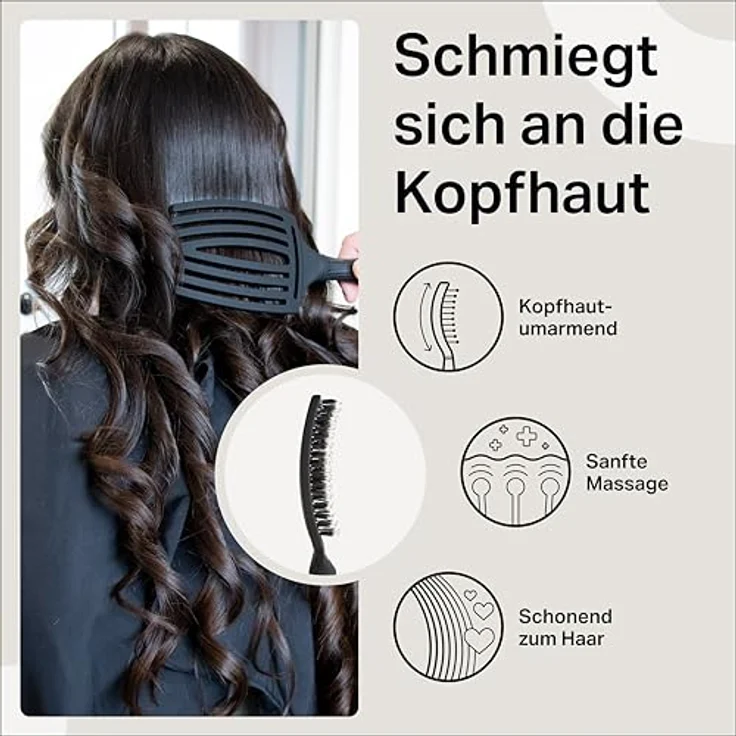 Olivia Garden Fingerbrush Care Iconic - Large - Detangler Bürste mit Wildschweinborsten & Nylon, schwarz, ergonomischer Soft Grip für gesundes und glänzendes Haar – Bild 5