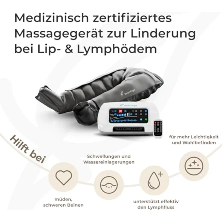 Venen Engel 8 Premium Medical, Lymph-Flow Pants mit 8 Luftkammern und 6 Massageprogrammen, medizinisch zertifiziert, Recovery Boots Beinmassagegerät zur Unterstützung der Lymphdrainage – Bild 2