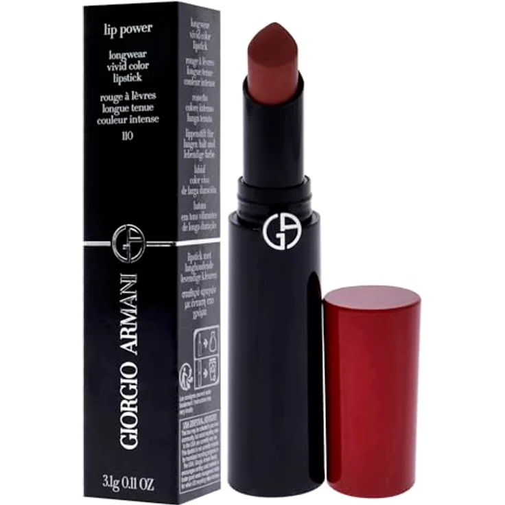 GIORGIO ARMANI Lip Power Nr.110 Mania, 3,1 g - Satinierte Lippenfarbe mit langanhaltender Deckkraft – Bild 4