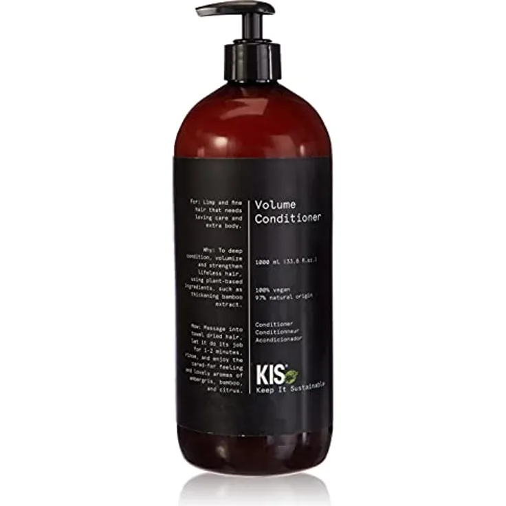 KIS Green Volume - Conditioner - 1000ml -schlaffes & feines Haar - 100% Vegane Rezeptur - sulfatfrei - mit Bambusextrakt