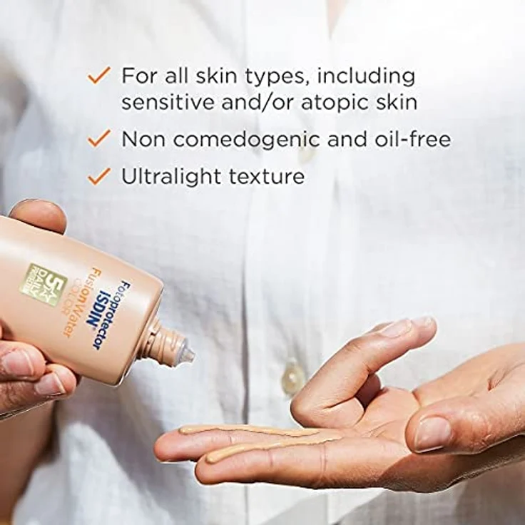 Isdin Fusion Water Color Lsf 50 Getönte Tägliche Creme Für Das Gesicht Ultraleichte Textur, 50 ml mit einer pflegenden Wirkung – Bild 4