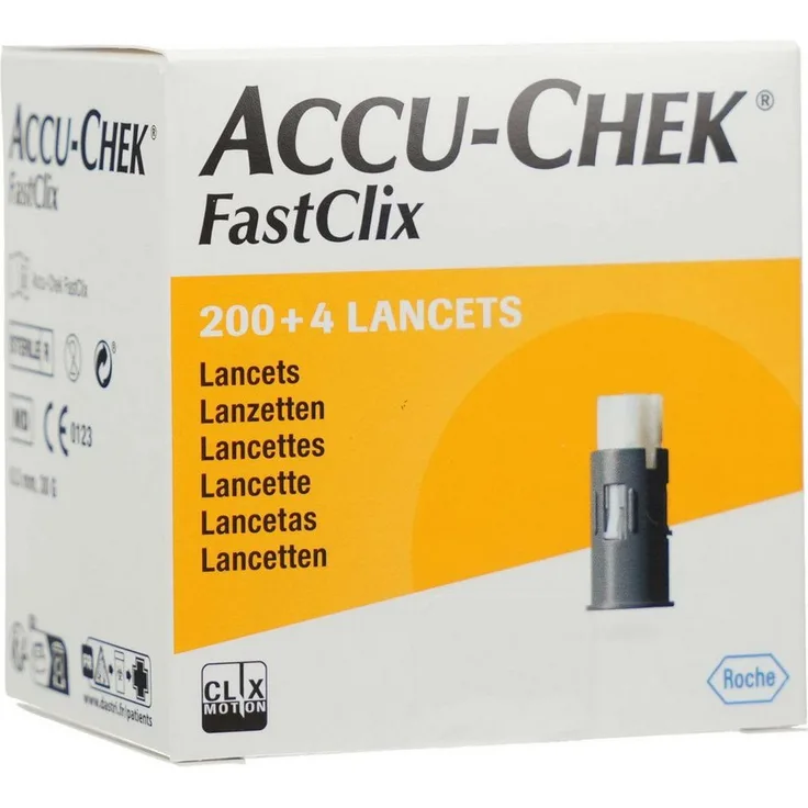 Roche ACCU-CHEK FastClix Lanzetten, 200 sterile Einweg-Lanzetten für sanfte Blutentnahme im 6er-Trommelsystem