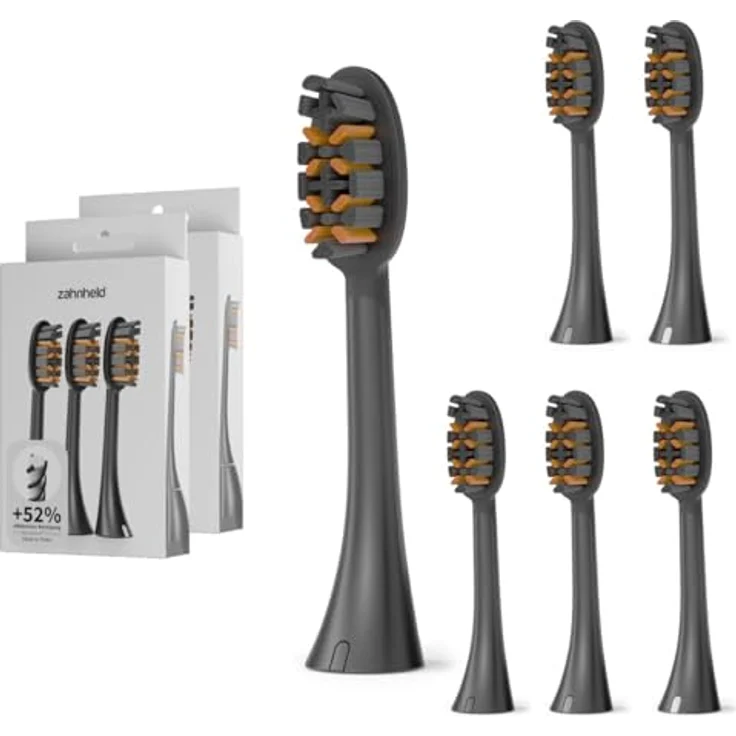 Zahnheld Bürstenköpfe Pro X-Clean Whitening elektrische Schall Zahnbürste X-Borsten schwarz 6 Stück – Bild 2