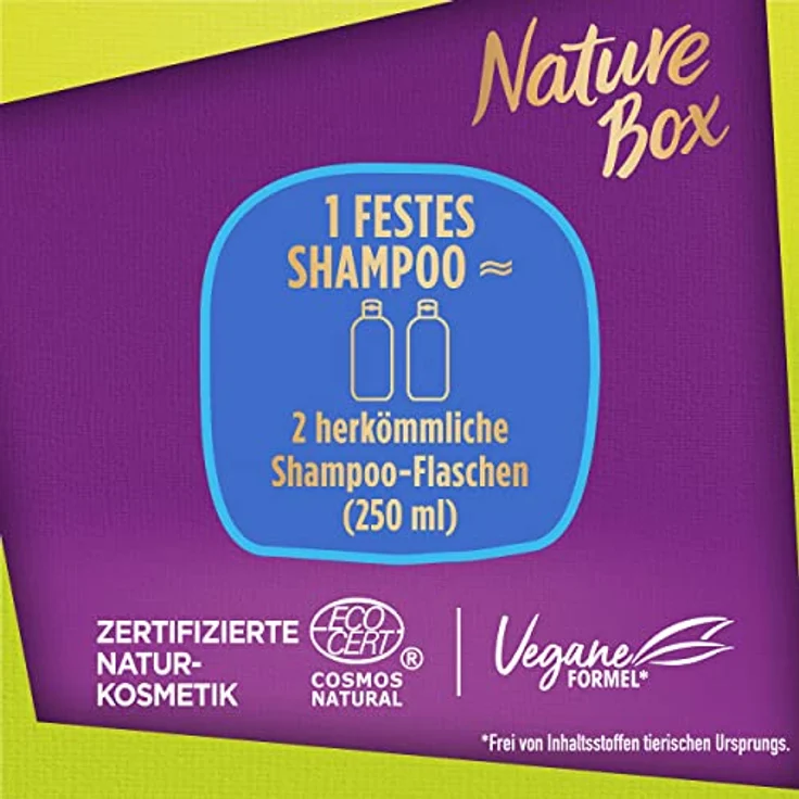 Nature Box Feuchtigkeit Festes Shampoo mit Kokosnuss-Öl, Naturkosmetik Vegan, 250 milliliters, 1er Pack (1 x 85g) – Bild 3
