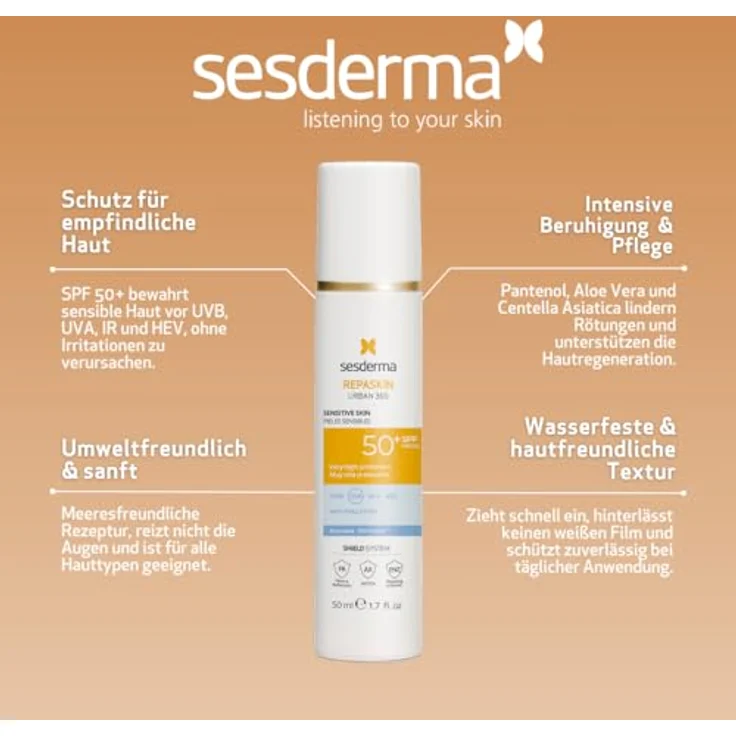Sesderma Repaskin Urban 365, Sonnencreme für empfindliche Haut, SPF 50+, 50 ml – Bild 2