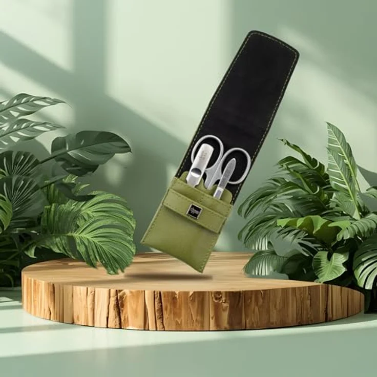 nippes Solingen Maniküre Set Verde, 3-tlg., veganes Eukalyptus-Leder-Etui mit rostfreien Edelstahl-Instrumenten – Bild 4