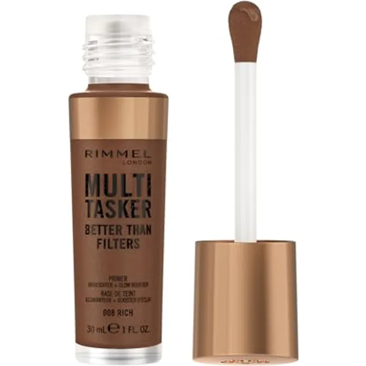 Rimmel Multi-Tasker Better Than Filters, aufhellender Make-up Primer zur Vereinheitlichung der Hauttöne, Farbton 008 Rich, 30 ml