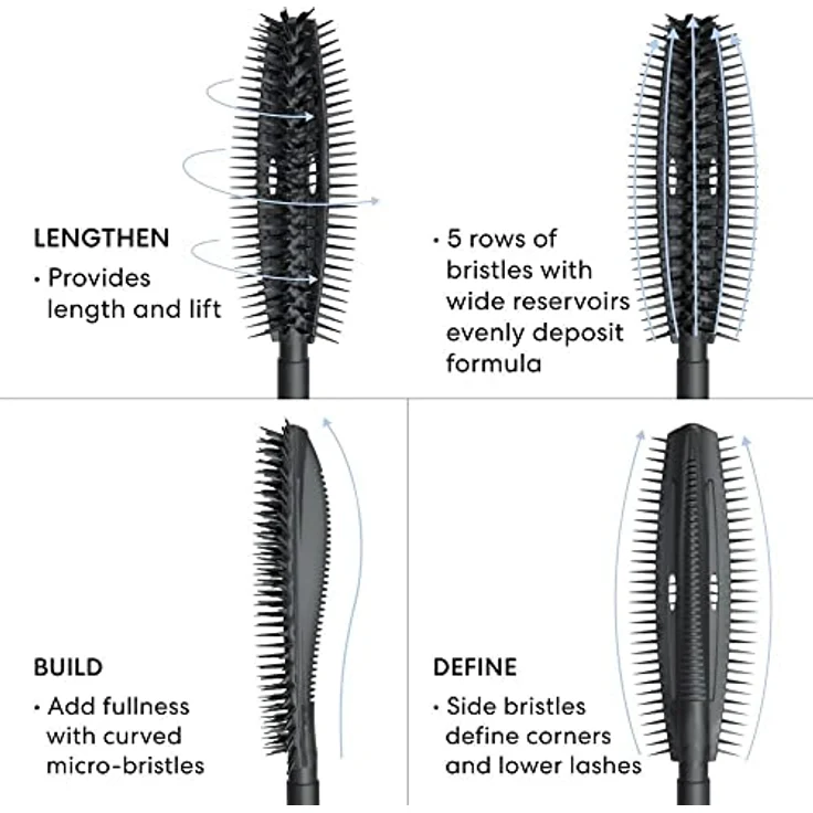 bareMinerals Strength & Length Serum-Infused Mascara, tiefschwarz, 8 ml, stärkende Pflanzenformel mit 3-in-1 Paddle Brush – Bild 4