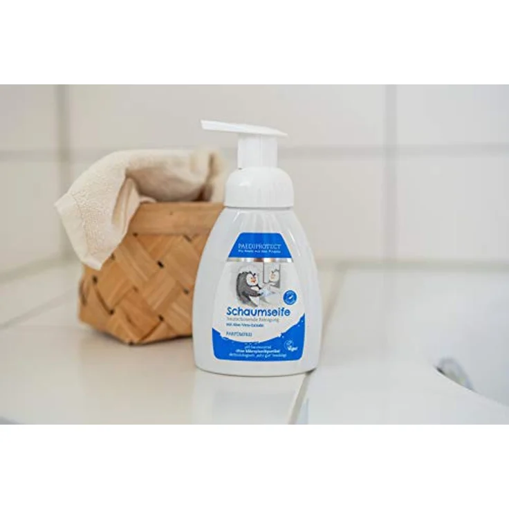 PAEDIPROTECT Schaumseife Kinder Erwachsene 250 ml, parfümfrei & feuchtigkeitsspendend, mit Aloe-Vera, reinigend, pH-neutrale vegane Handseife – Bild 2