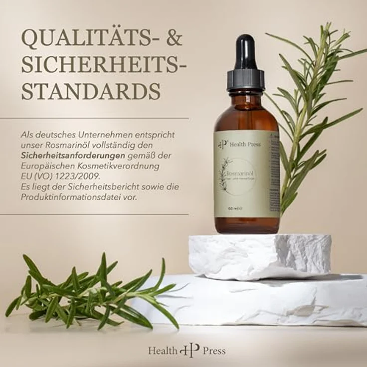 Health Press® Rosmarinöl 60ml – Haaröl bei Haarausfall – Rosemary Oil for Hair – Dermatologisch getestet - Natürliche Pflege – Bild 4